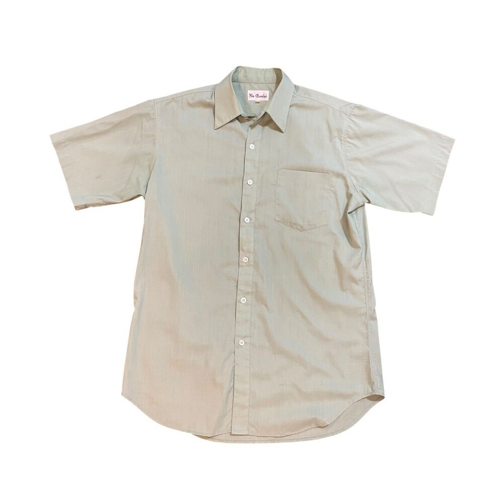 Vintage 70s De Cashe Pistachio Green Short Sleeve Buttondown Shirt Large